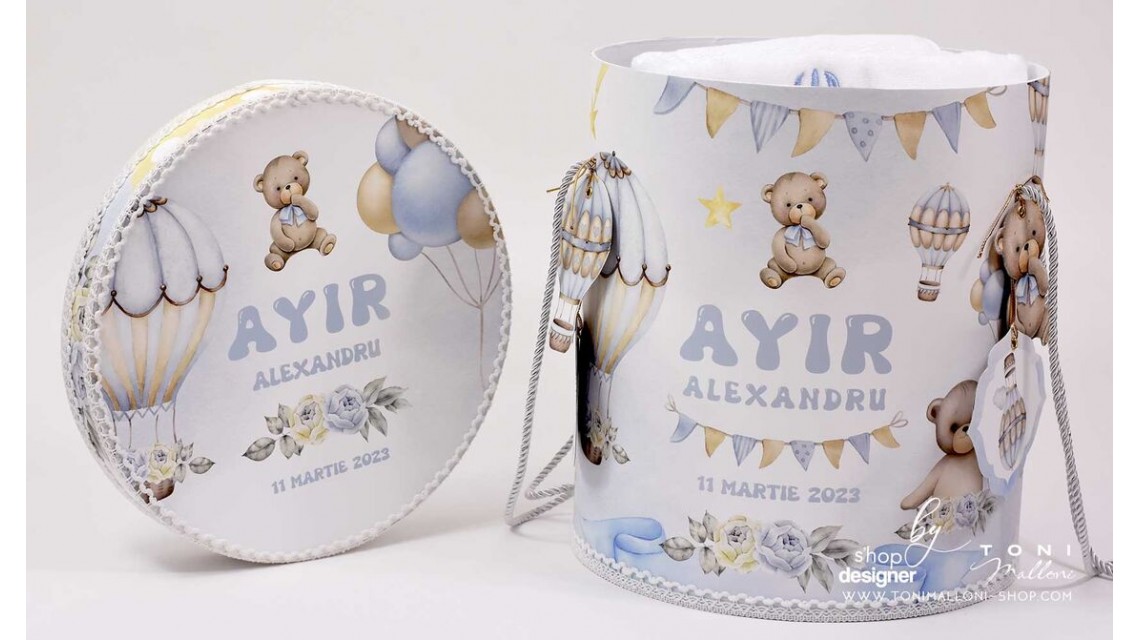 Trusou botez cu ursuleti albastri si baloane de aer cald Teddy Bear Bleu Hot Air Balloons 20